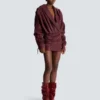 Short hooded dress in washed lambskin Short hooded dress in washed lambskin
