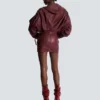 Short hooded dress in washed lambskin Short hooded dress in washed lambskin