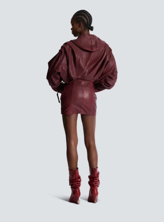 Short hooded dress in washed lambskin Short hooded dress in washed lambskin