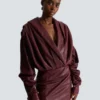 Short hooded dress in washed lambskin Short hooded dress in washed lambskin