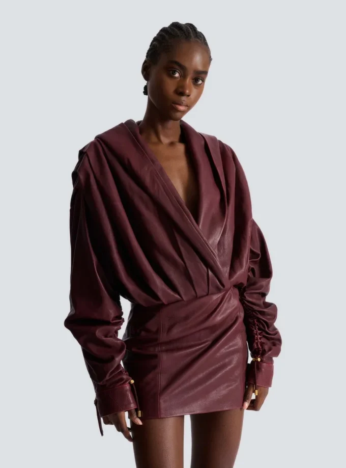 Short hooded dress in washed lambskin Short hooded dress in washed lambskin