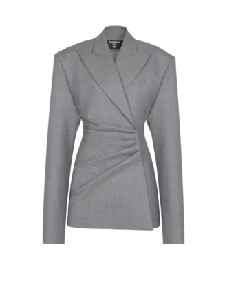 Short jacket dress in draped wool