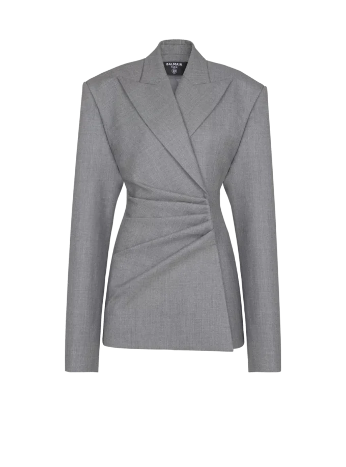 Short jacket dress in draped wool Short jacket dress in draped wool