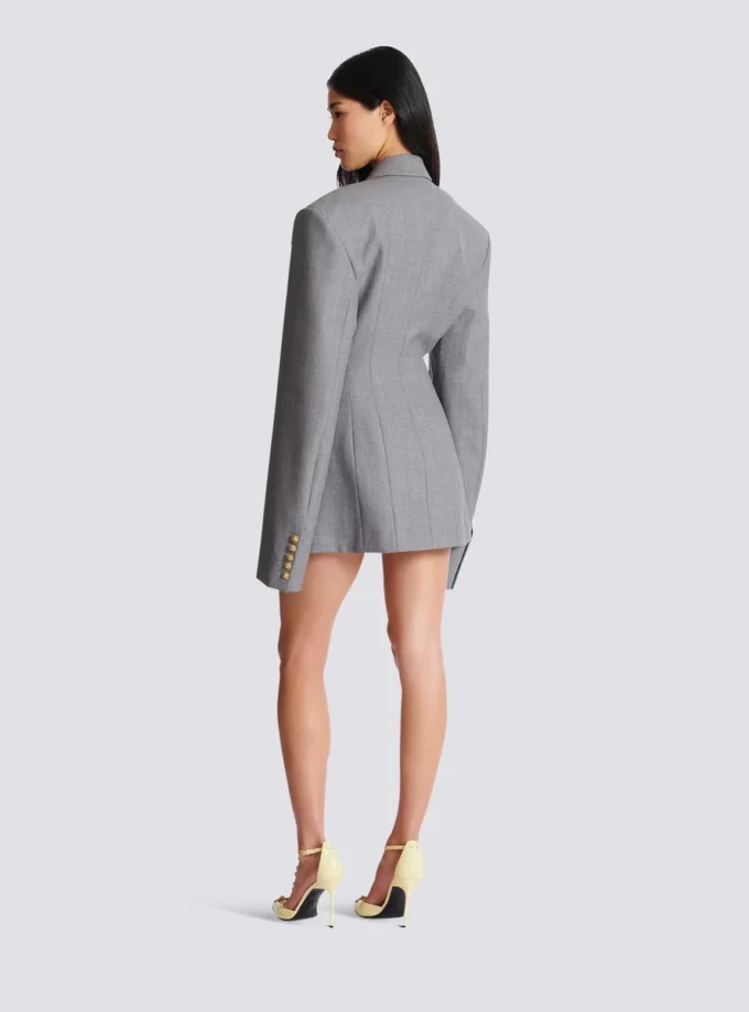 Short jacket dress in draped wool Short jacket dress in draped wool
