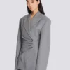 Short jacket dress in draped wool Short jacket dress in draped wool