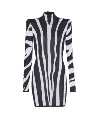 Short knit dress with zebra intarsia