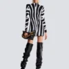 Short knit dress with zebra intarsia Short knit dress with zebra intarsia
