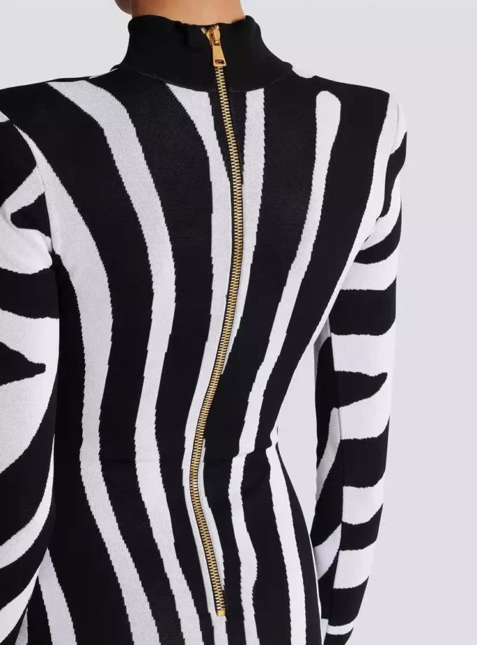 Short knit dress with zebra intarsia Short knit dress with zebra intarsia