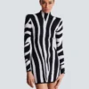 Short knit dress with zebra intarsia Short knit dress with zebra intarsia
