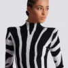 Short knit dress with zebra intarsia Short knit dress with zebra intarsia