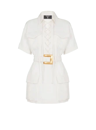 Short lace-up canvas dress