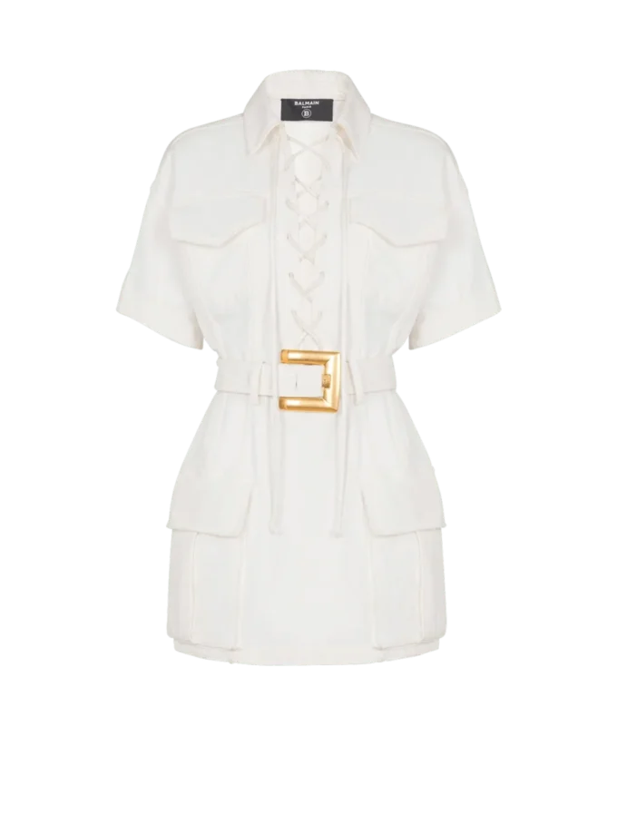Short lace-up canvas dress Short lace-up canvas dress