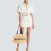 Short lace-up canvas dress Short lace-up canvas dress