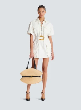 Short lace-up canvas dress