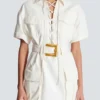 Short lace-up canvas dress Short lace-up canvas dress
