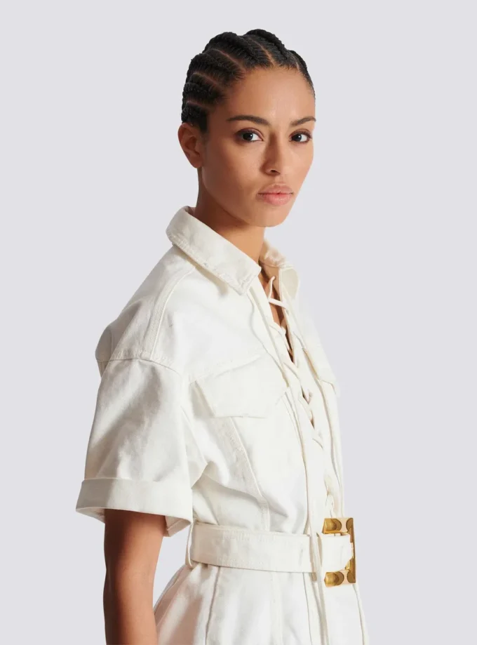 Short lace-up canvas dress Short lace-up canvas dress