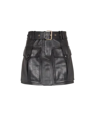 Short lambskin skirt