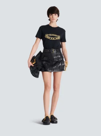 Short lambskin skirt