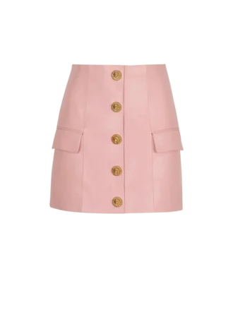 Short lambskin skirt with buttons