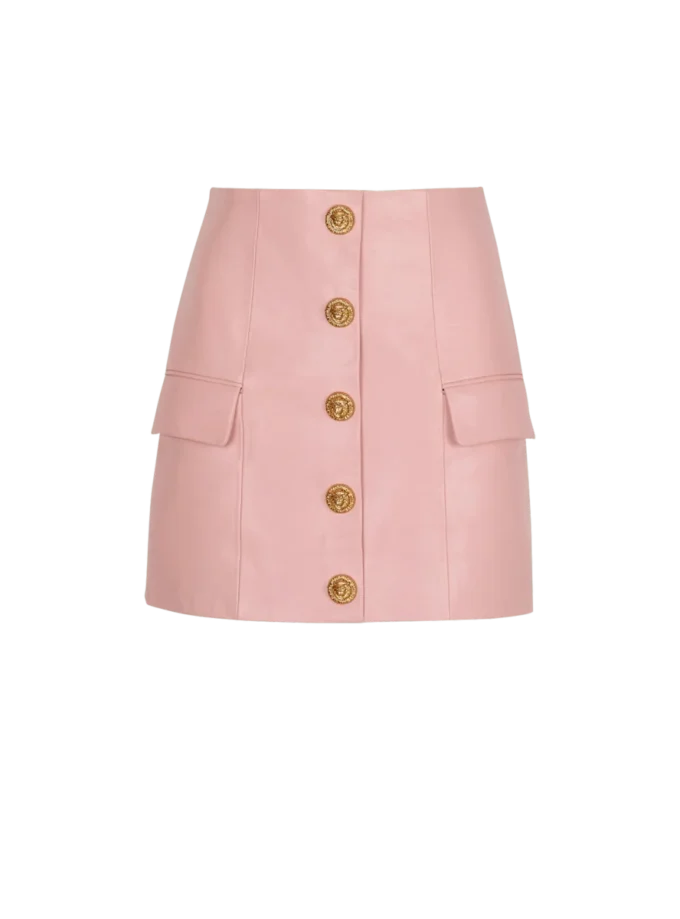 Short lambskin skirt with buttons Short lambskin skirt with buttons