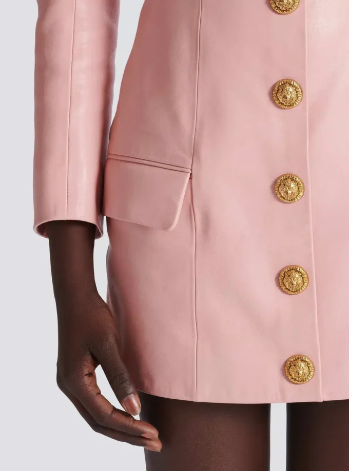 Short lambskin skirt with buttons Short lambskin skirt with buttons