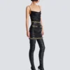 Short lambskin skirt with chains Short lambskin skirt with chains