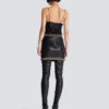 Short lambskin skirt with chains Short lambskin skirt with chains