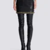Short lambskin skirt with chains Short lambskin skirt with chains