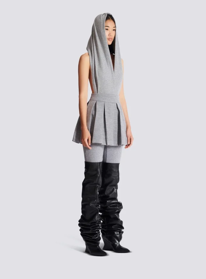 Short pleated cotton knit skirt Short pleated cotton knit skirt