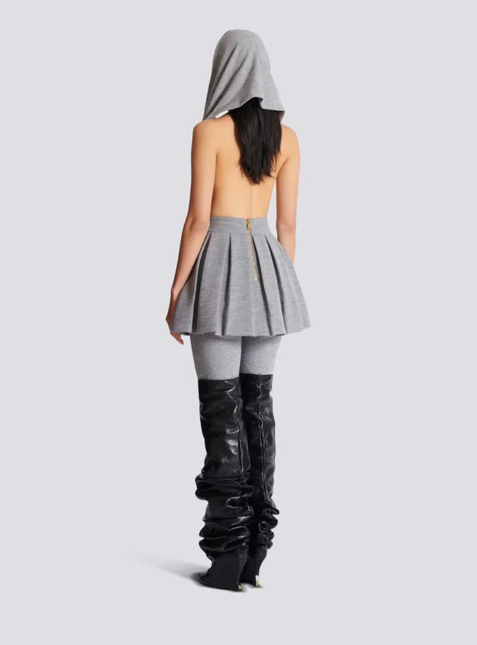 Short pleated cotton knit skirt Short pleated cotton knit skirt