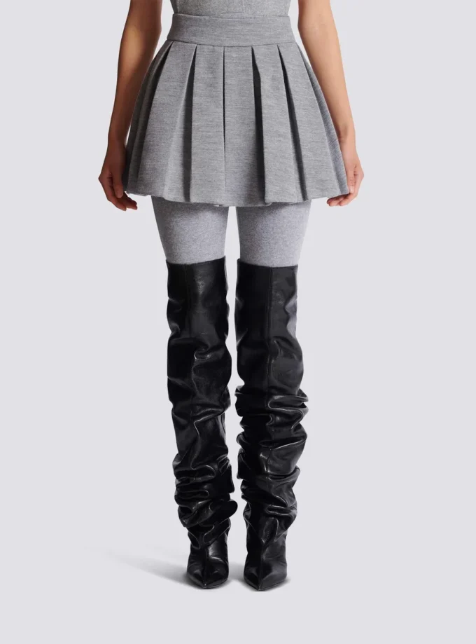 Short pleated cotton knit skirt Short pleated cotton knit skirt