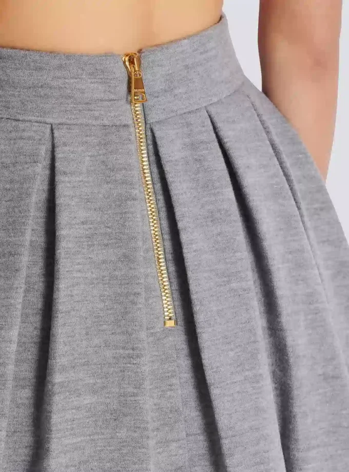 Short pleated cotton knit skirt Short pleated cotton knit skirt
