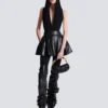 Short pleated faux leather skirt Short pleated faux leather skirt