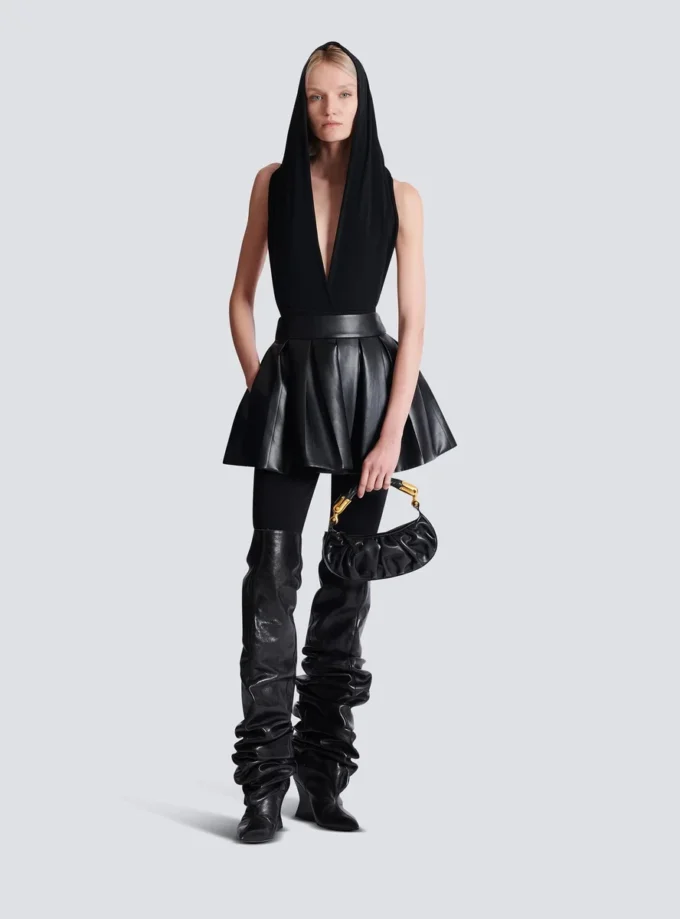 Short pleated faux leather skirt Short pleated faux leather skirt