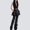 Short pleated faux leather skirt Short pleated faux leather skirt