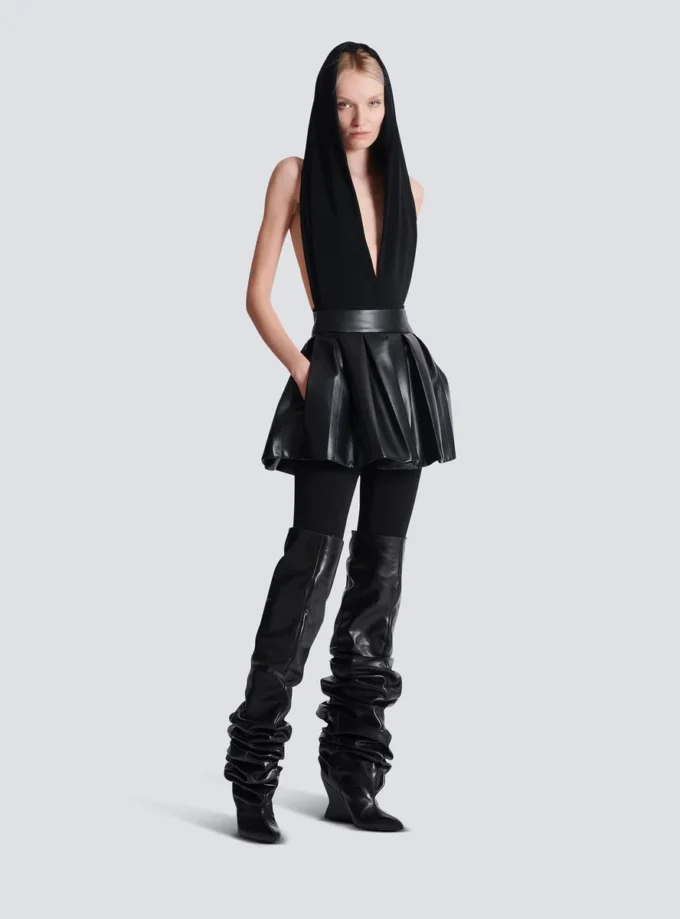 Short pleated faux leather skirt Short pleated faux leather skirt