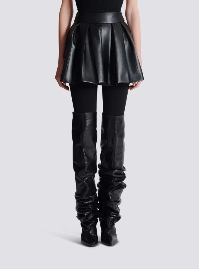Short pleated faux leather skirt Short pleated faux leather skirt