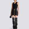 Short pleated lambskin skirt