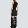 Short pleated lambskin skirt