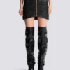 Short pleated lambskin skirt
