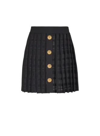 Short pleated skirt in plaid knit
