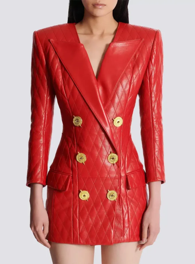 Short quilted leather dress Short quilted leather dress