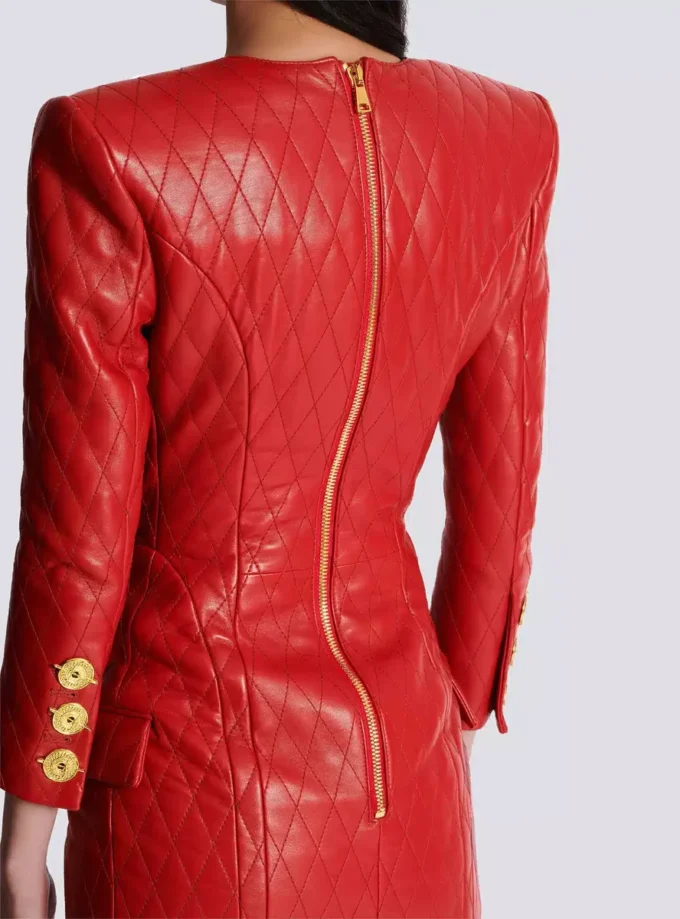 Short quilted leather dress Short quilted leather dress