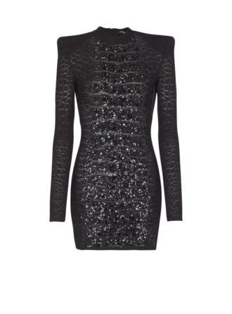 Short sequin dress in crocodile knit