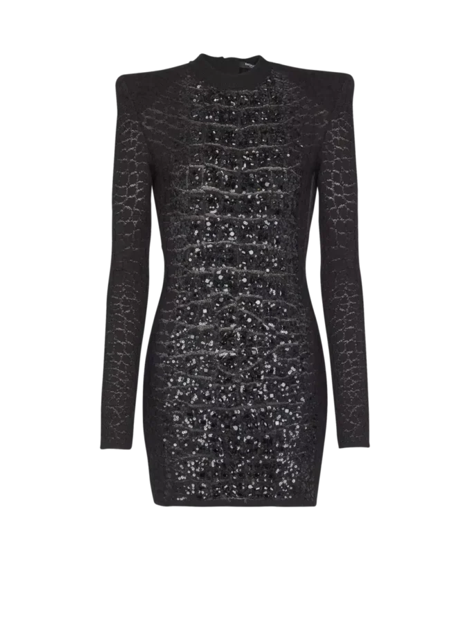 Short sequin dress in crocodile knit Short sequin dress in crocodile knit