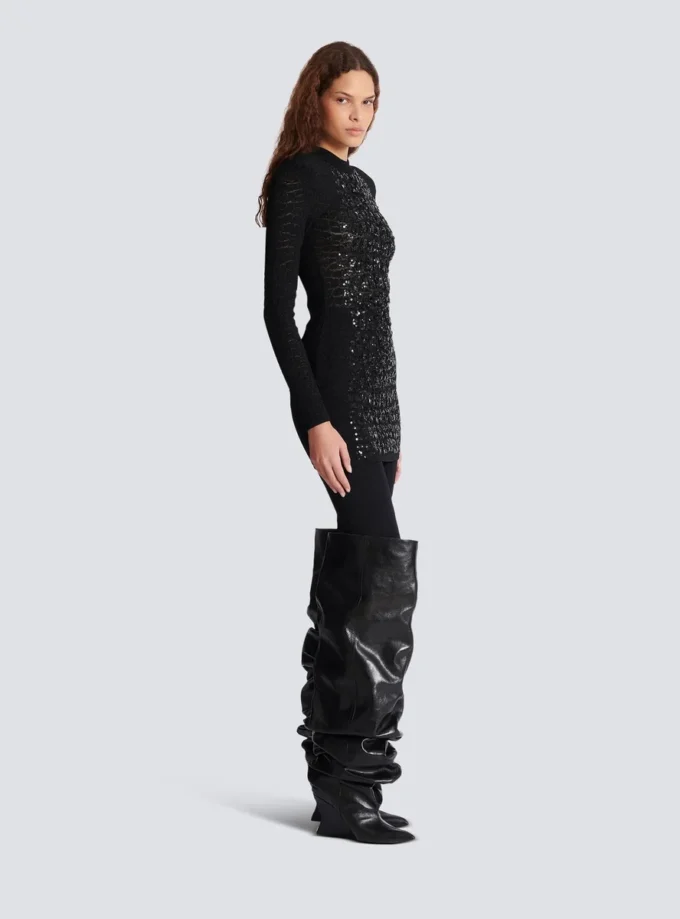 Short sequin dress in crocodile knit Short sequin dress in crocodile knit