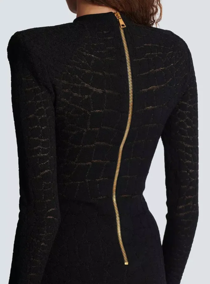 Short sequin dress in crocodile knit Short sequin dress in crocodile knit