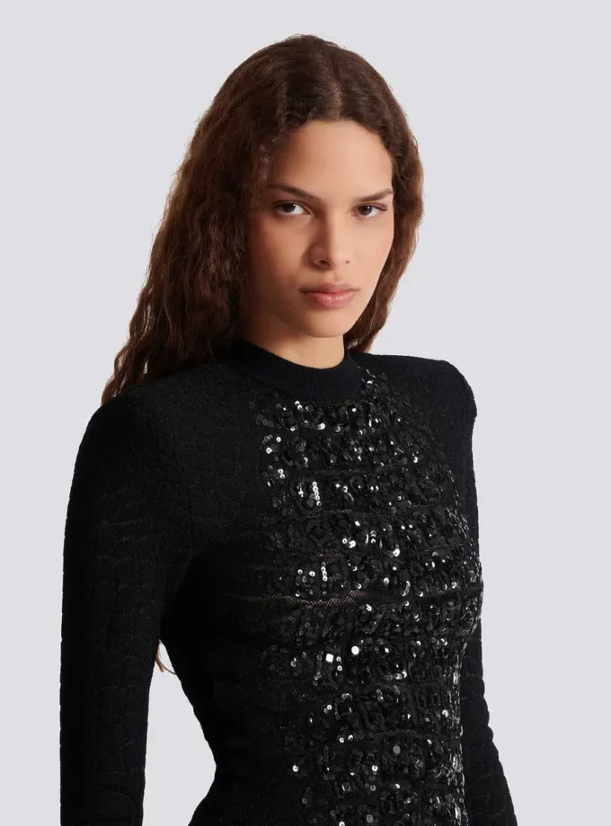 Short sequin dress in crocodile knit Short sequin dress in crocodile knit