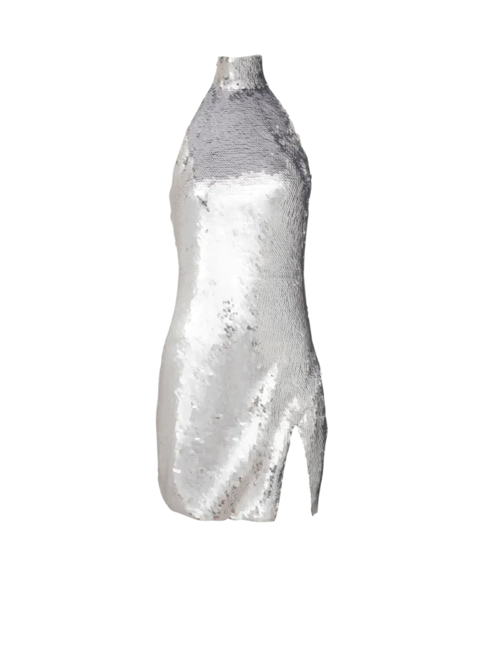 Short sequinned halterneck dress