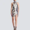 Short sequinned halterneck dress